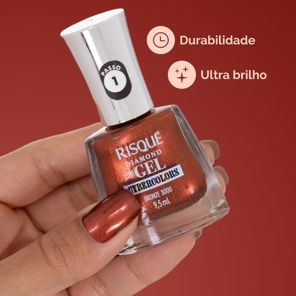 Esmalte Risque Diamond Gel Cybercolors Bronze 3000 9,5ml