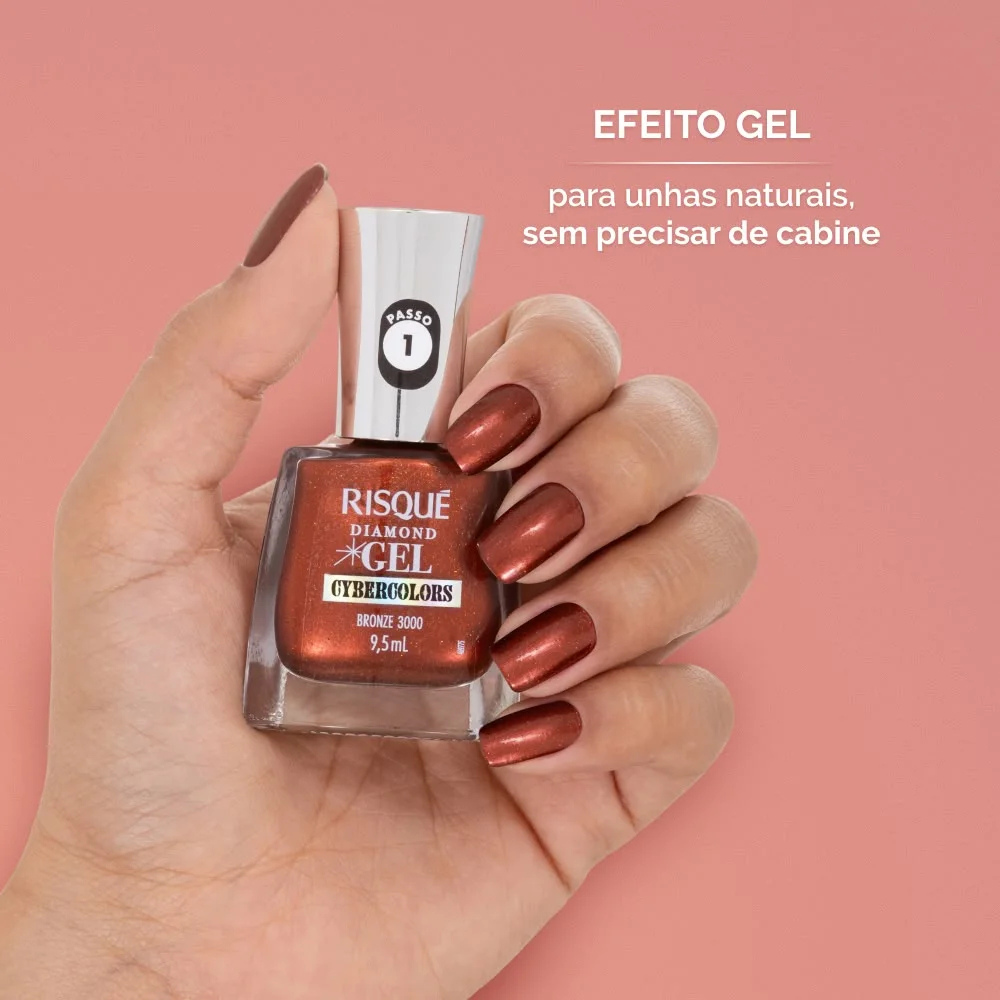 Esmalte Risque Diamond Gel Cybercolors Bronze 3000 9,5ml