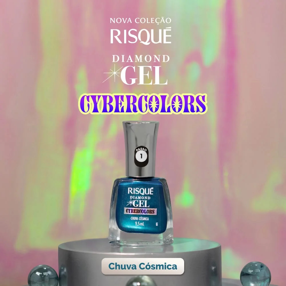 Esmalte Risque Diamond Gel Cybercolors Chuva Cósmica 9,5ml