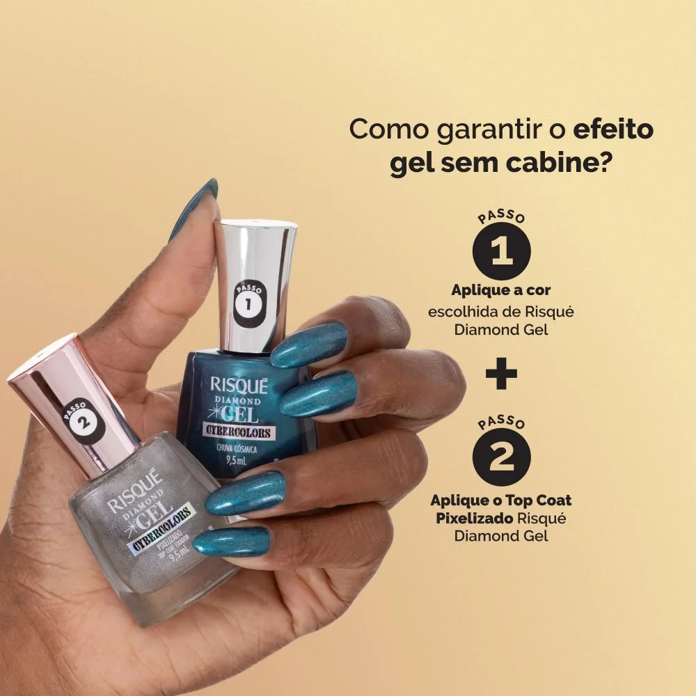 Esmalte Risque Diamond Gel Cybercolors Chuva Cósmica 9,5ml