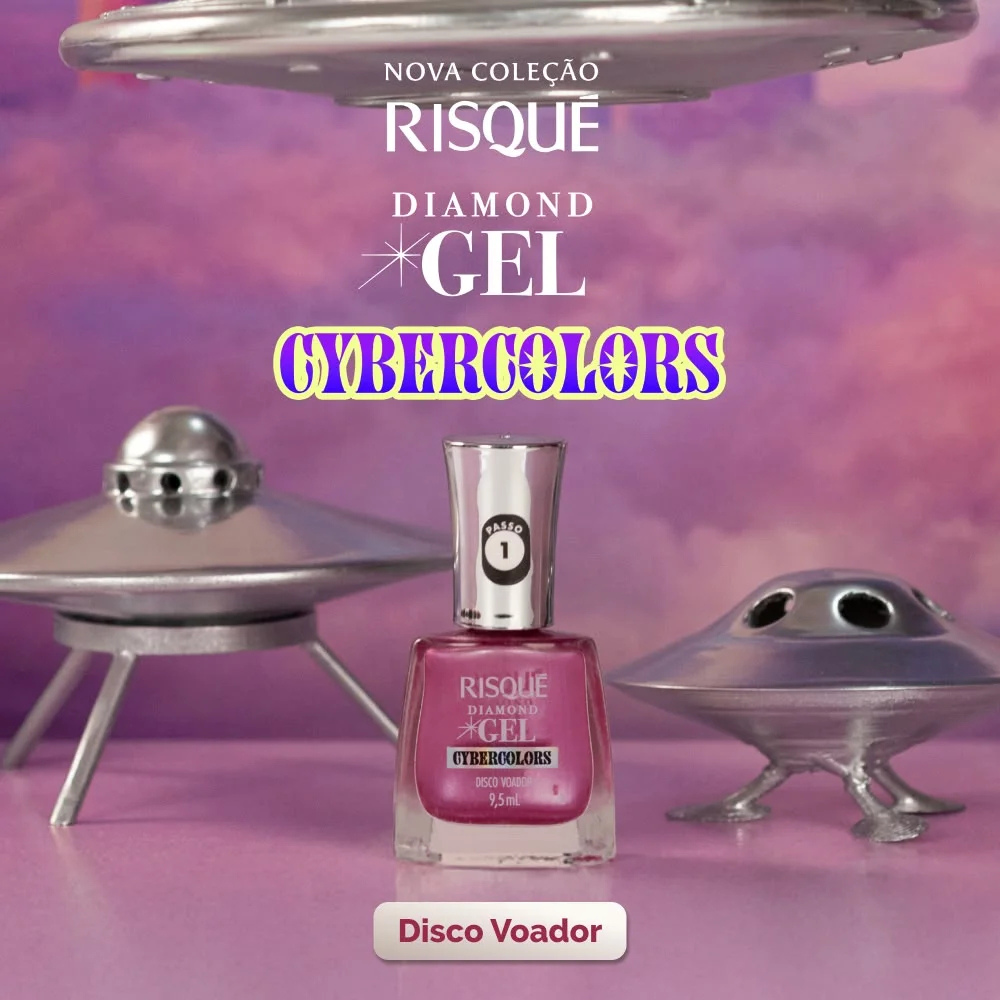 Esmalte Risque Diamond Gel Cybercolors Disco Voador 9,5ml