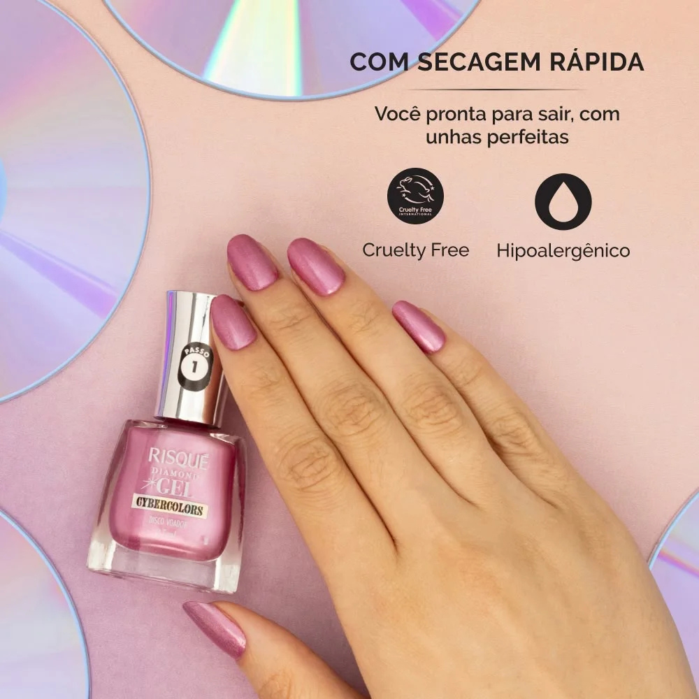 Esmalte Risque Diamond Gel Cybercolors Disco Voador 9,5ml