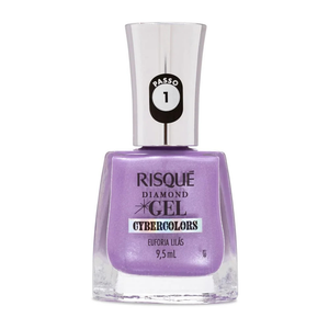Esmalte Lilás Risqué Diamond Gel Cybercolors Euforia Lilás Metálico 9,5 mL