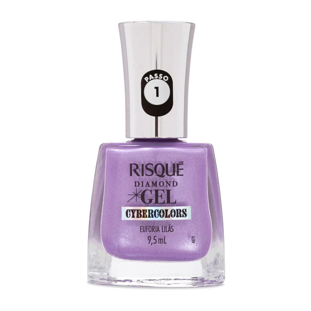 Esmalte Lilás Risqué Diamond Gel Cybercolors Euforia Lilás Metálico 9,5 mL