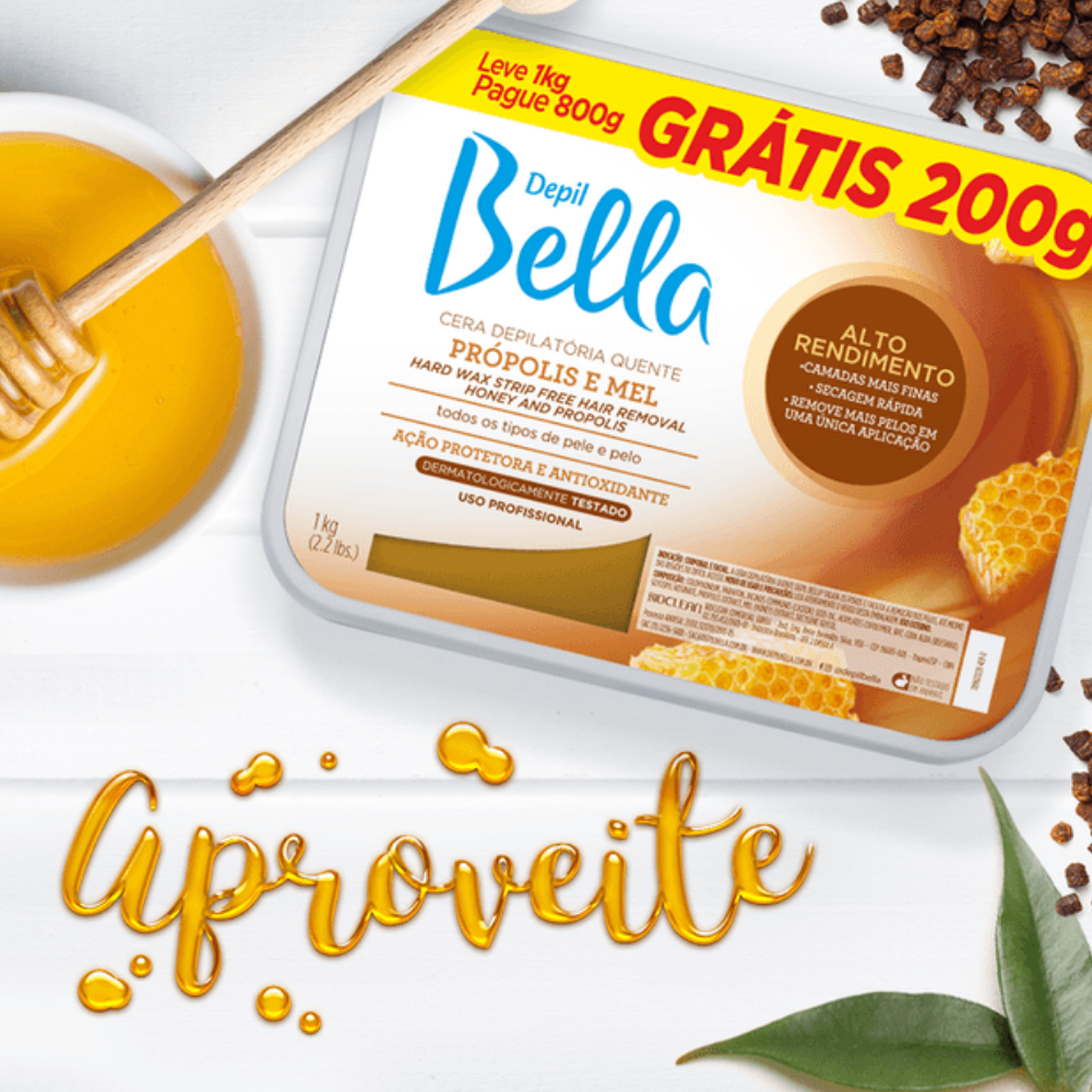 Cera Depilatória Depil Bella Quente Própolis e Mel 800g