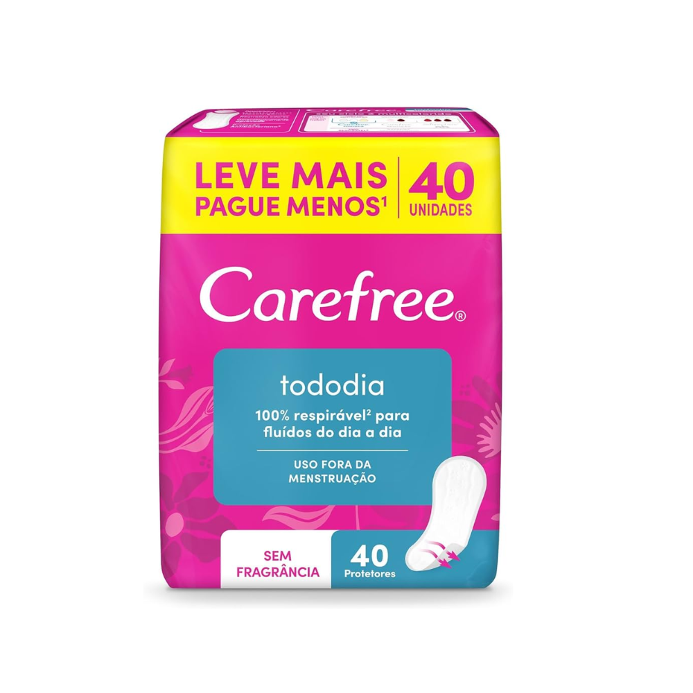Protetor Diário Carefree Todo Dia Sem Perfume com 40 Unidades
