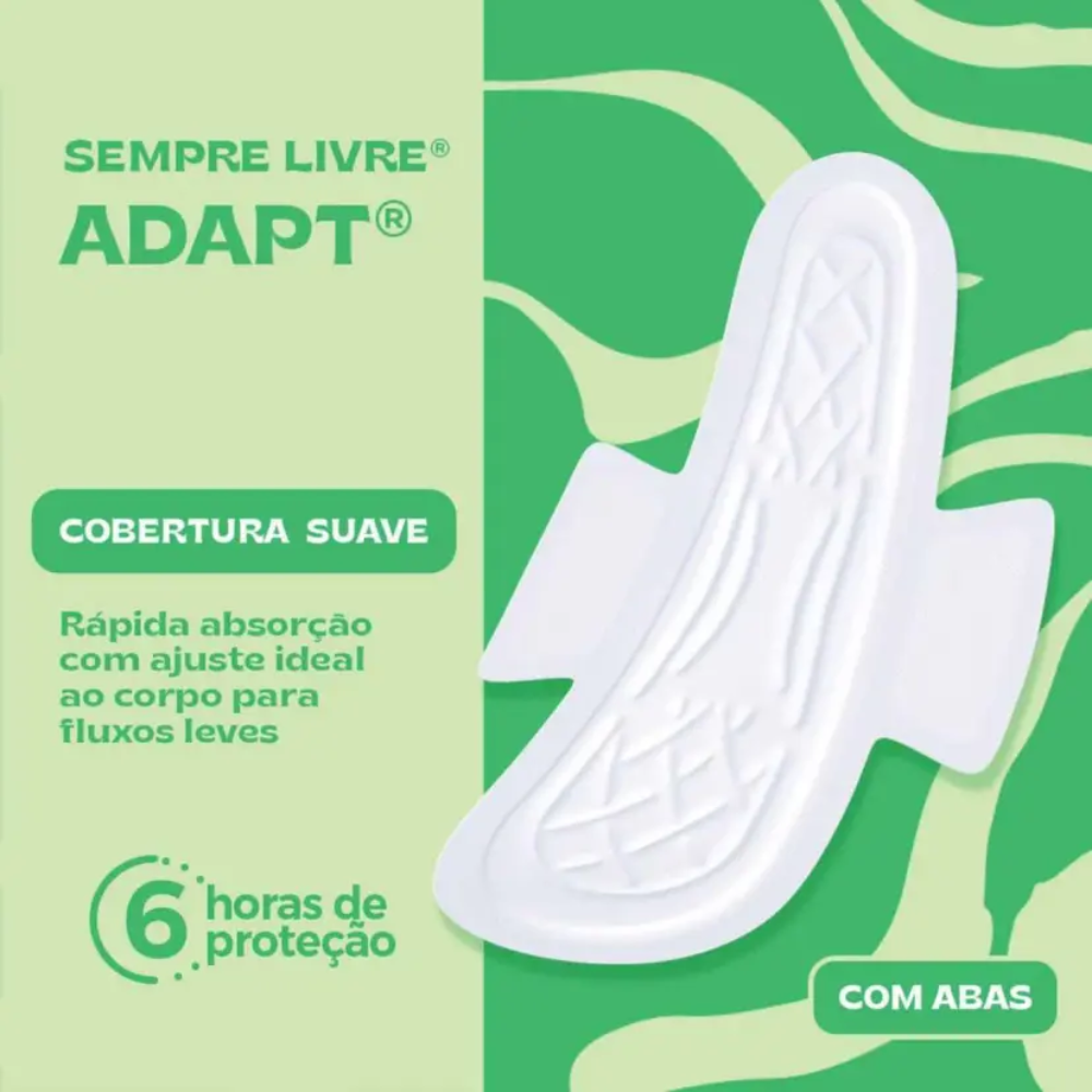 Absorvente Sempre Livre Adapt Cobertura Suave com Abas 16 Unidades
