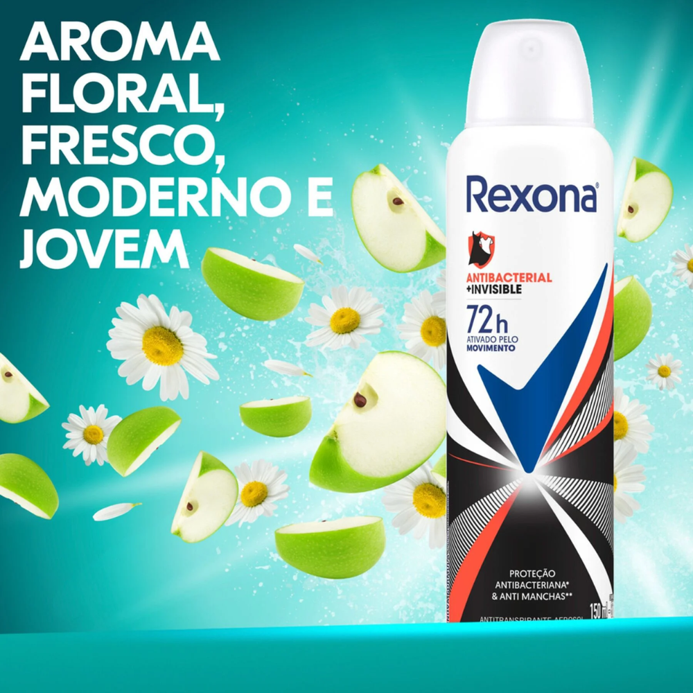 Desodorante Aerosol Rexona Antibacterial Invisible 150 ml