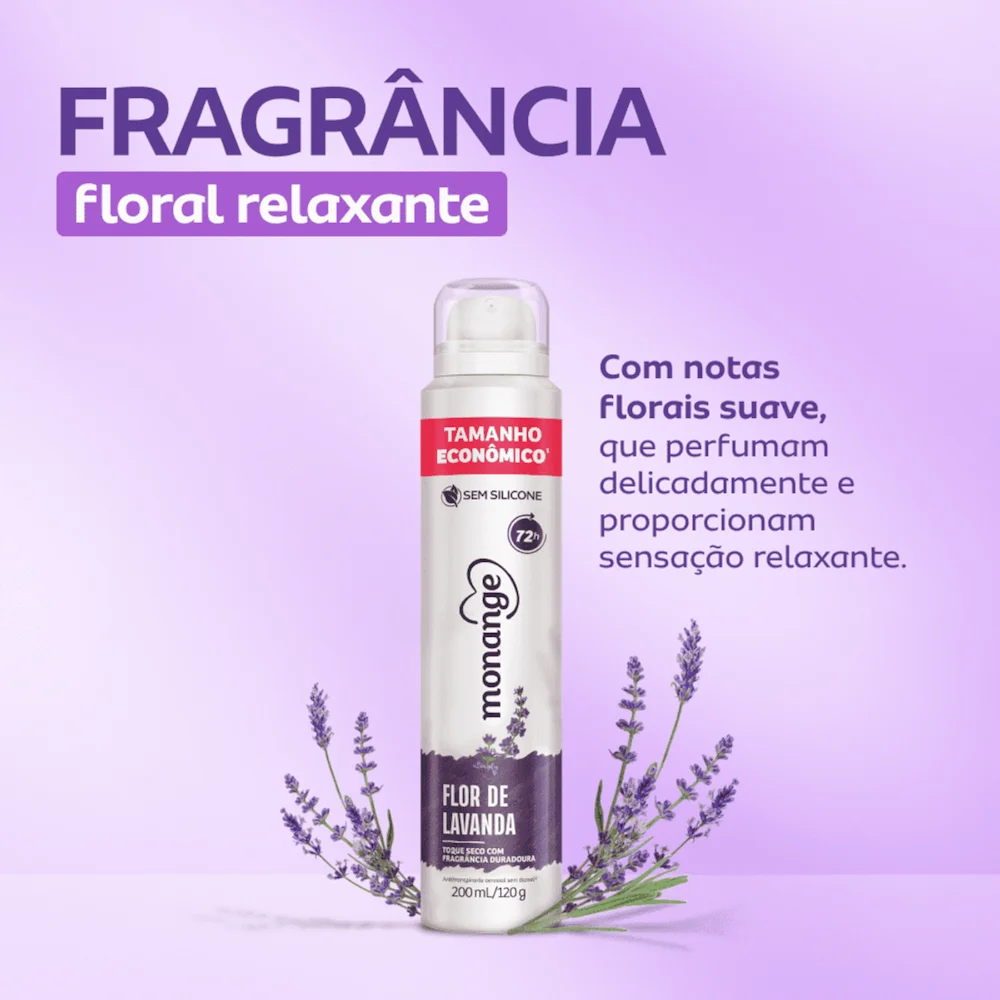 Desodorante Aerosol Monange Flor de Lavanda 200 ml