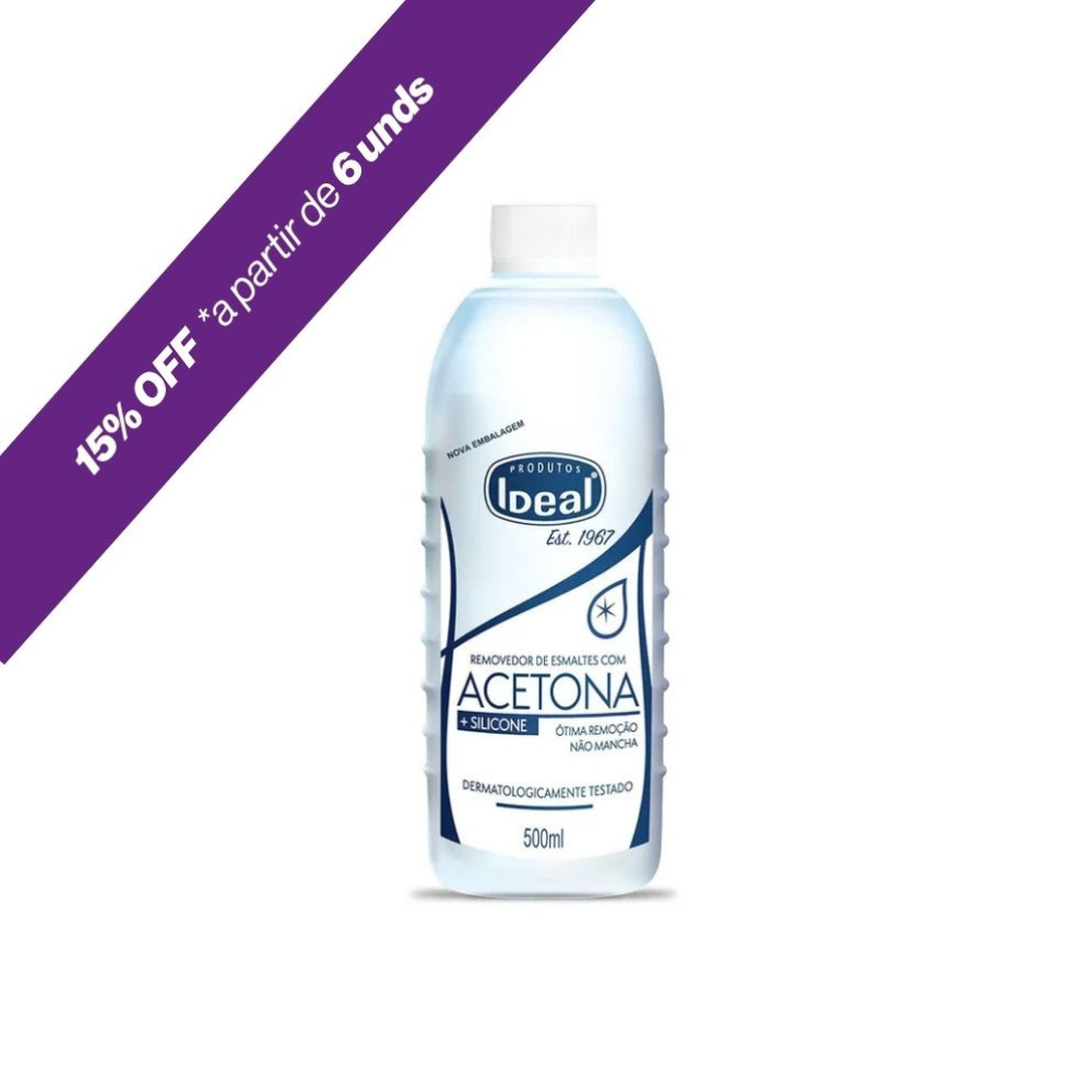 Removedor de Esmaltes com Acetona Silicone Ideal 500Ml