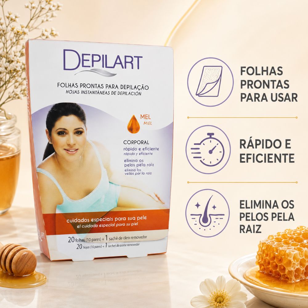 Folhas Prontas Depilart Corporal Mel 20 Unidades