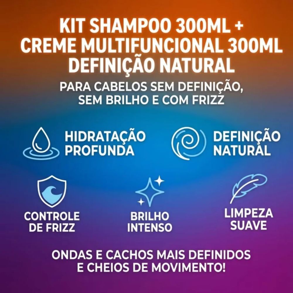 Kit Salon Line Definição Natural com Shampoo, Creme Multifuncional e Creme para Pentear 300ml
