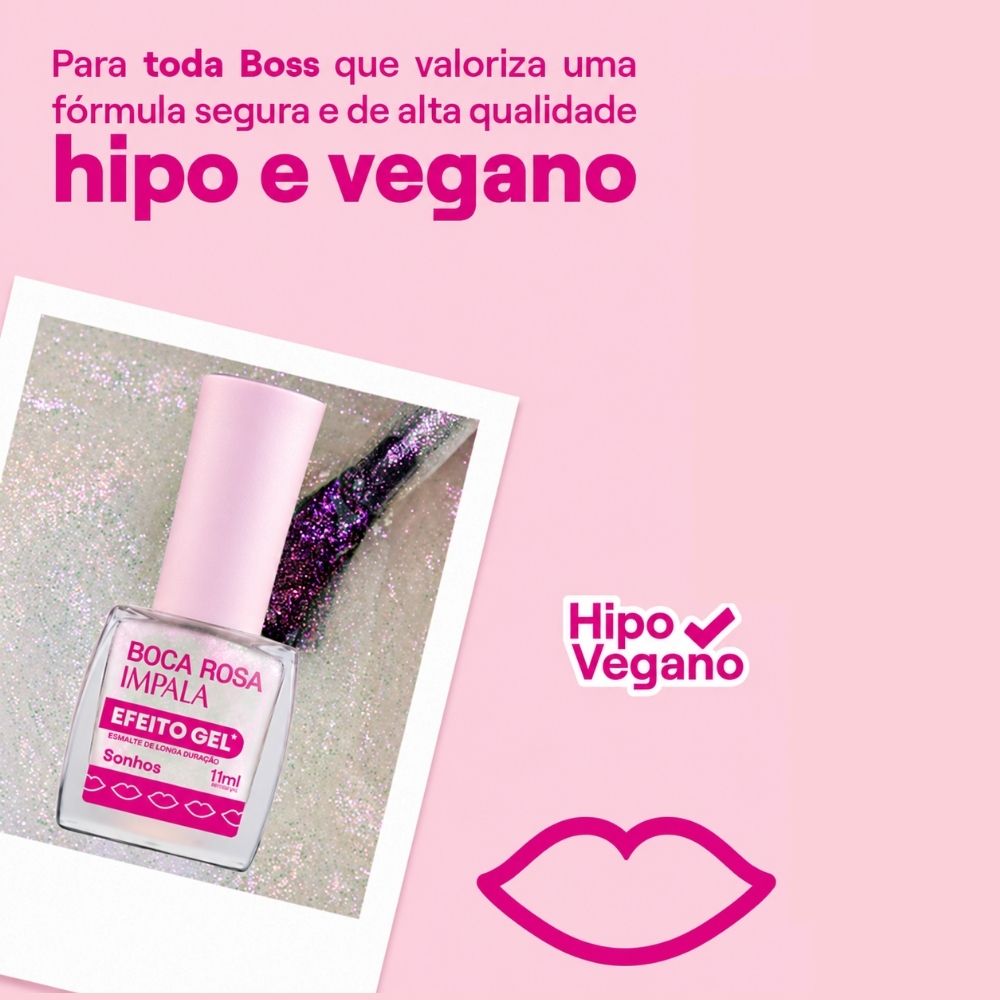Esmalte Impala Efeito Gel Cintilante Boca Rosa Sonhos 11ml