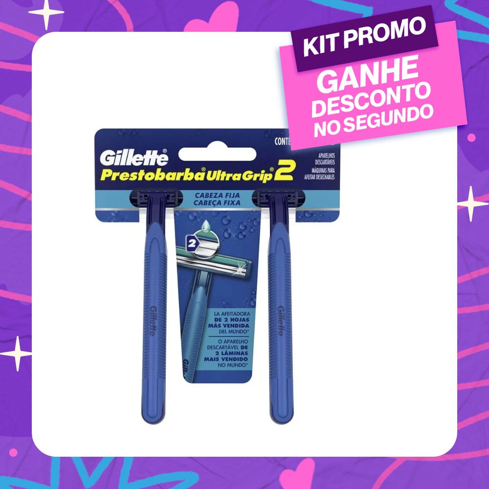 Aparelho de Barbear Gillette Prestobarba Ultragrip Fixo com 2 Unidades