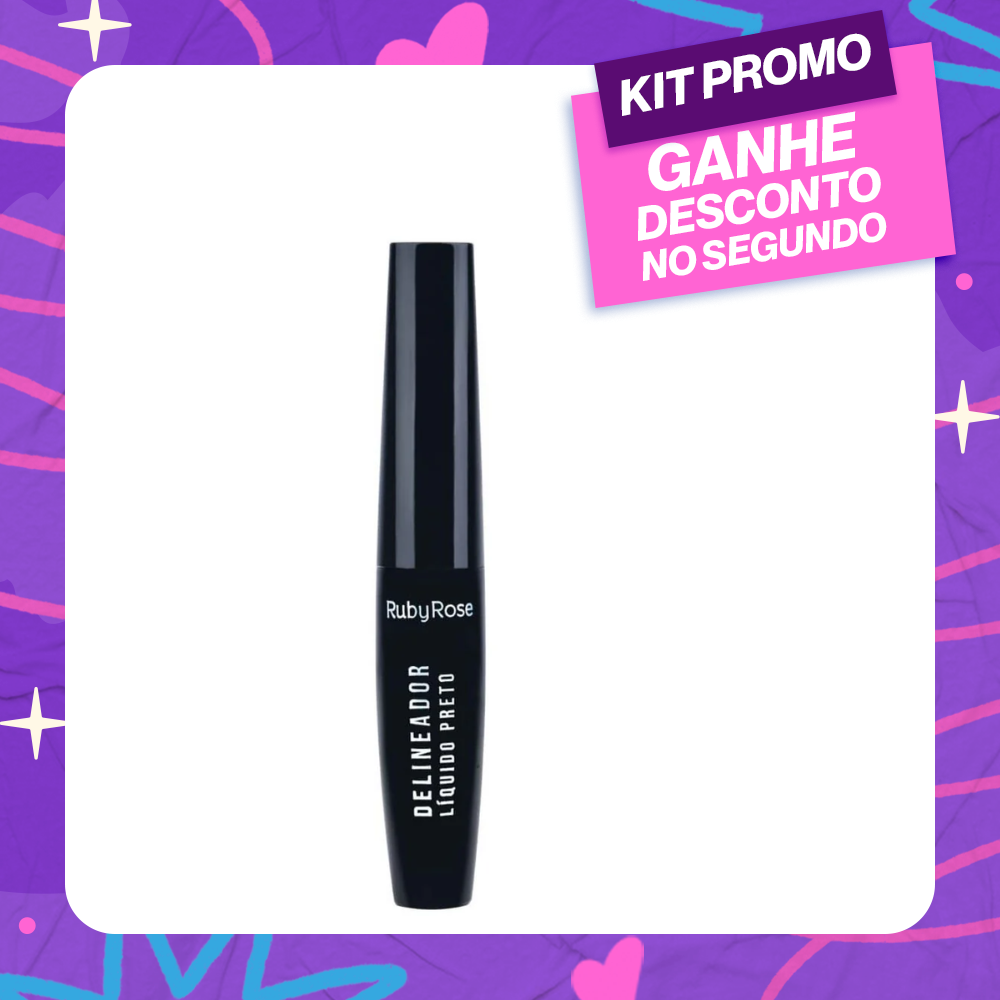 Delineador Líquido Ruby Rose Preto 5,8ml