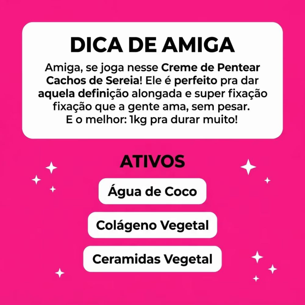 Creme Para Pentear Definição Alongada Cachos de Sereia 1kg