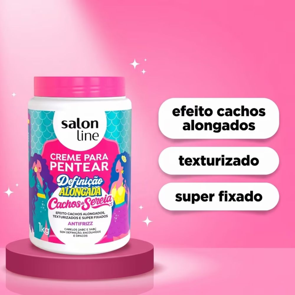 Creme Para Pentear Definição Alongada Cachos de Sereia 1kg