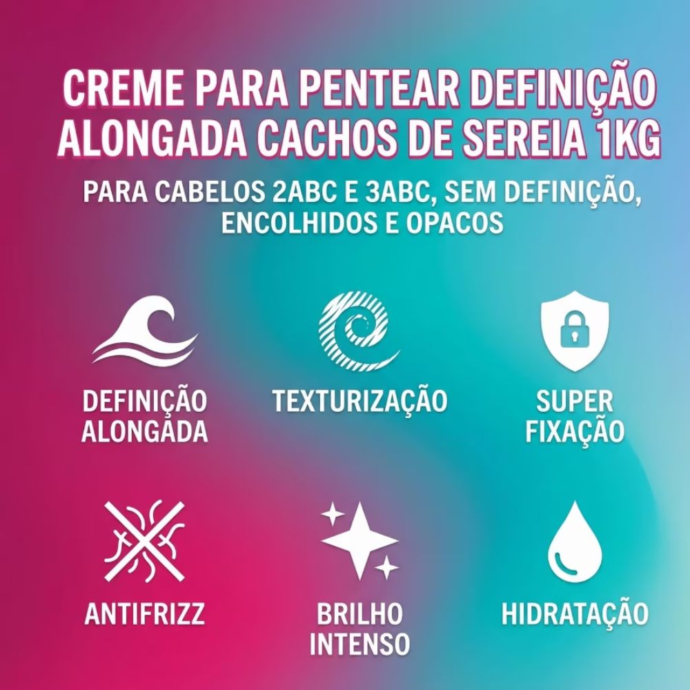 Creme Para Pentear Definição Alongada Cachos de Sereia 1kg