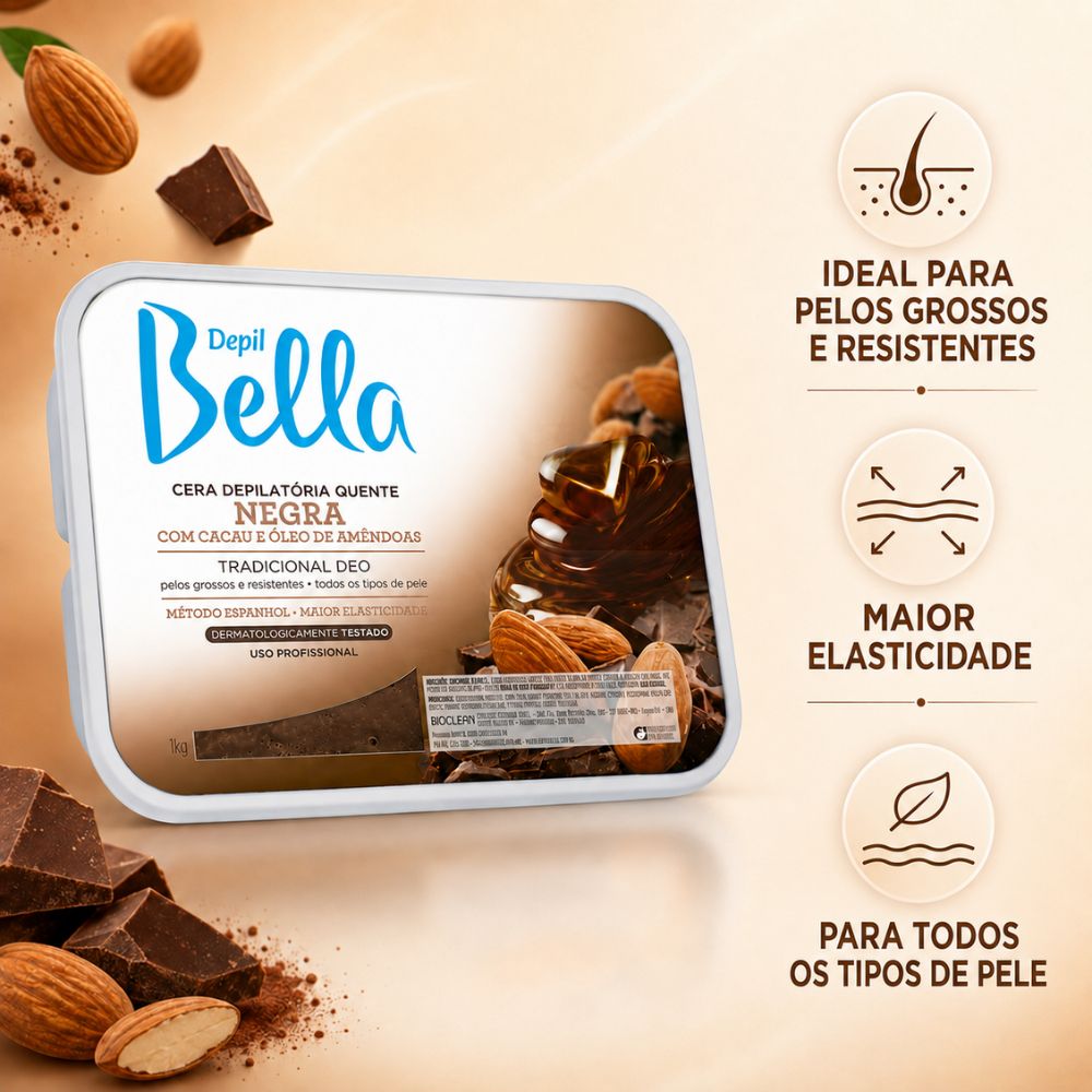 Cera Depilatória Depil Bella Quente Negra 1kg
