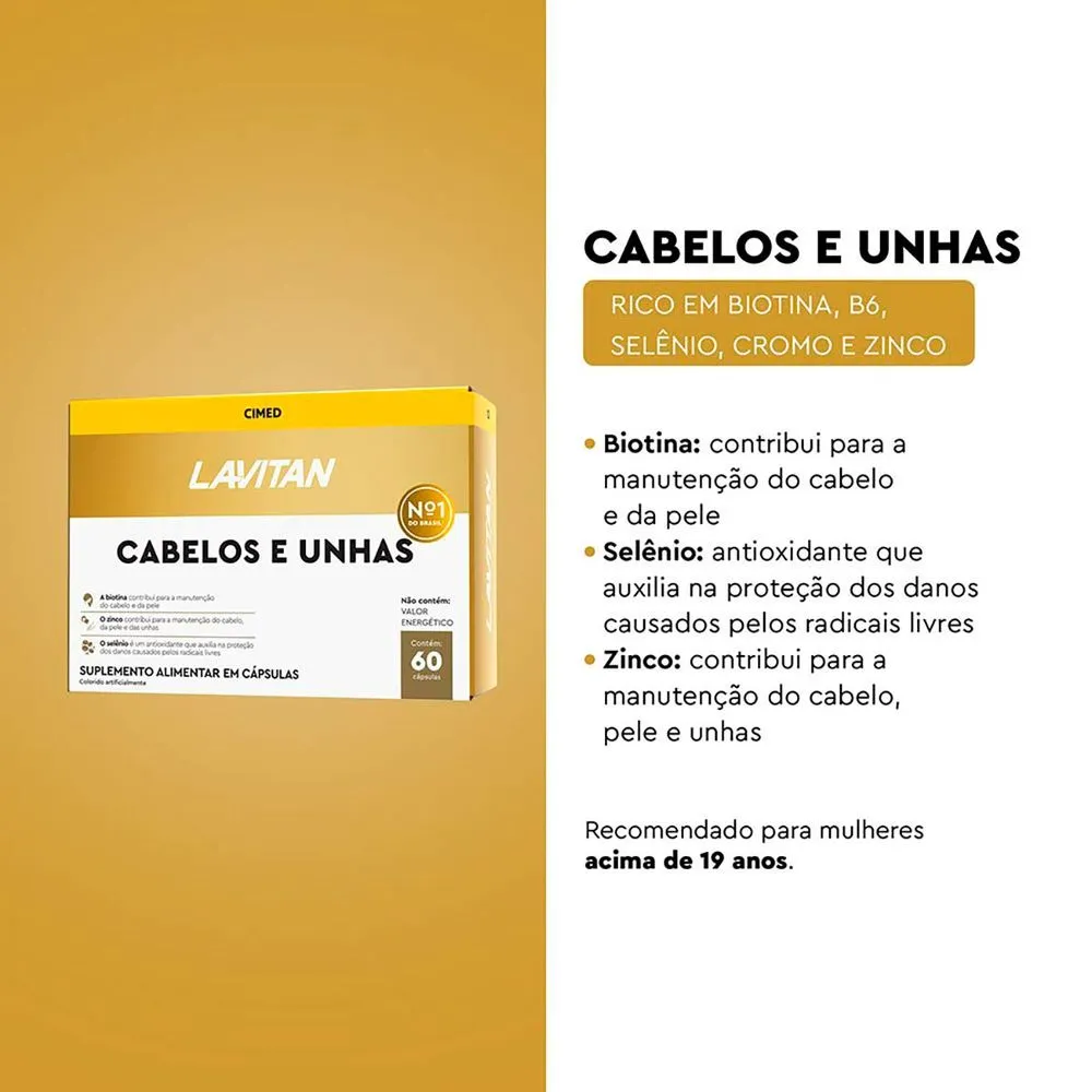 Lavitan Vitamina para Cabelos e Unhas com 60 Comprimidos