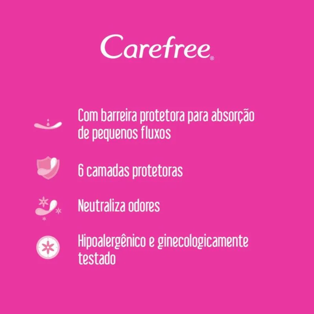Protetor Diário Carefree Proteção Sem Perfume com 40 Unidades