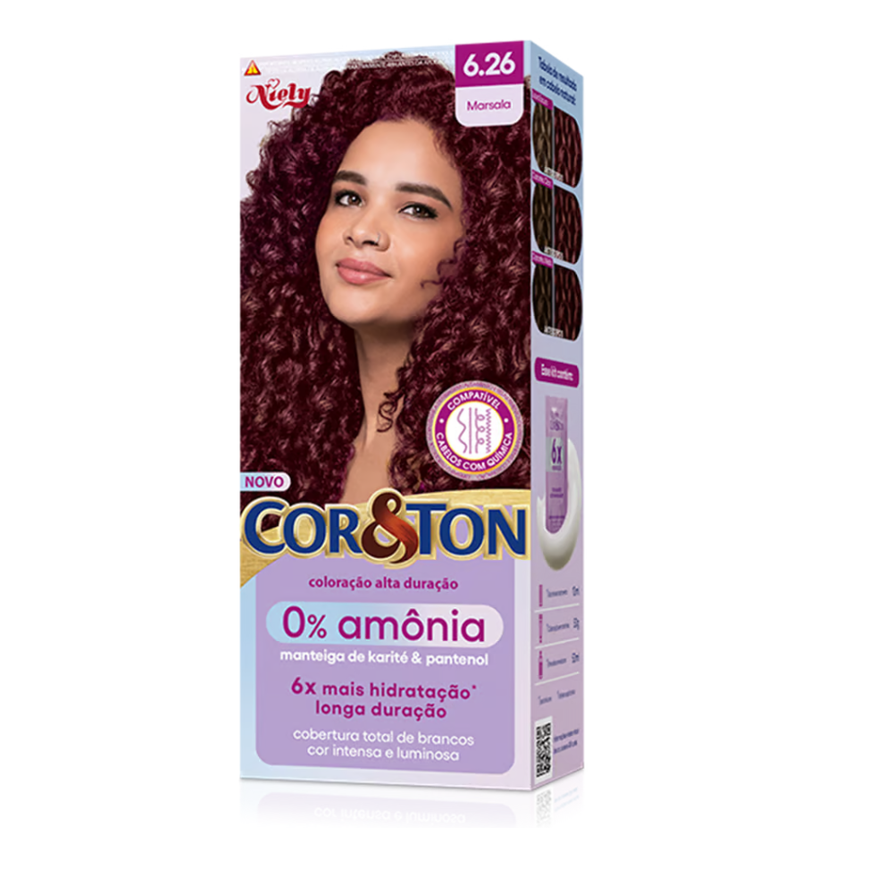 Coloração Niely Cor & Ton Sem Amônia 6.26 Marsala