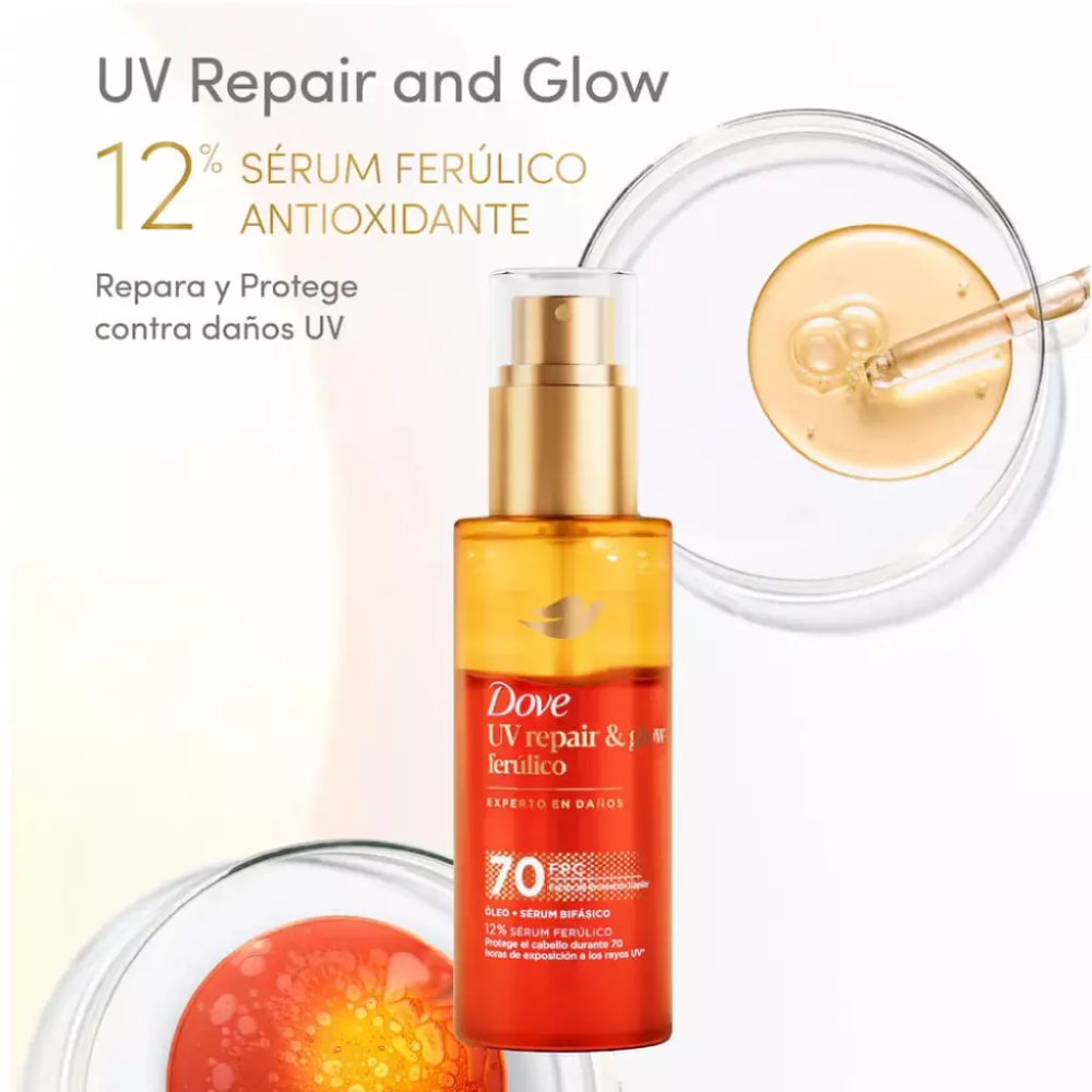 Óleo Sérum Dove Bifásico UV Repair Glow Ferúlico 110ml