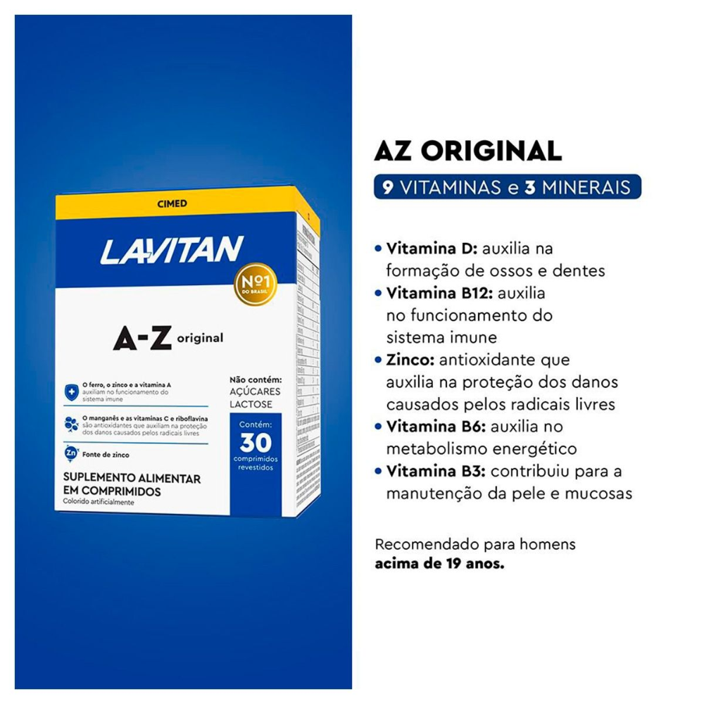 Lavitan Suplemento Vitamínico A-Z Original Com 30 Comprimidos