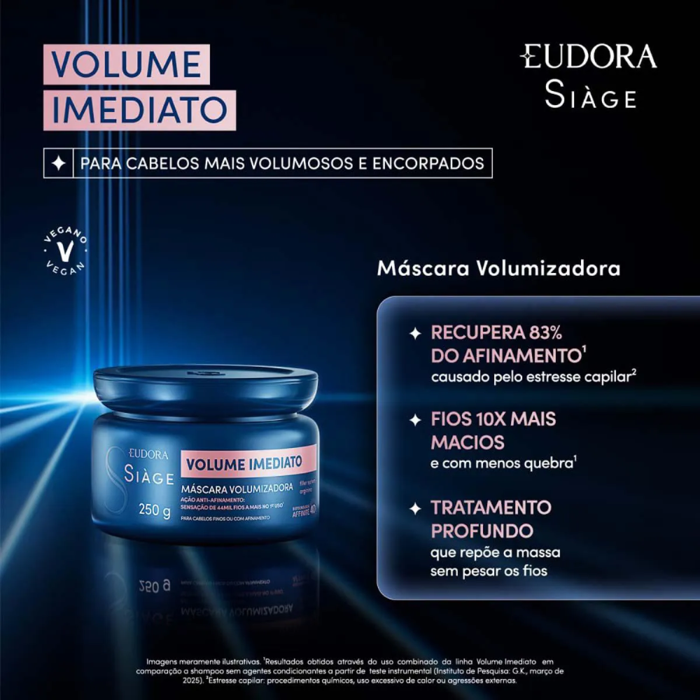 Máscara Capilar Eudora Siàge Volume Imediato 250 g