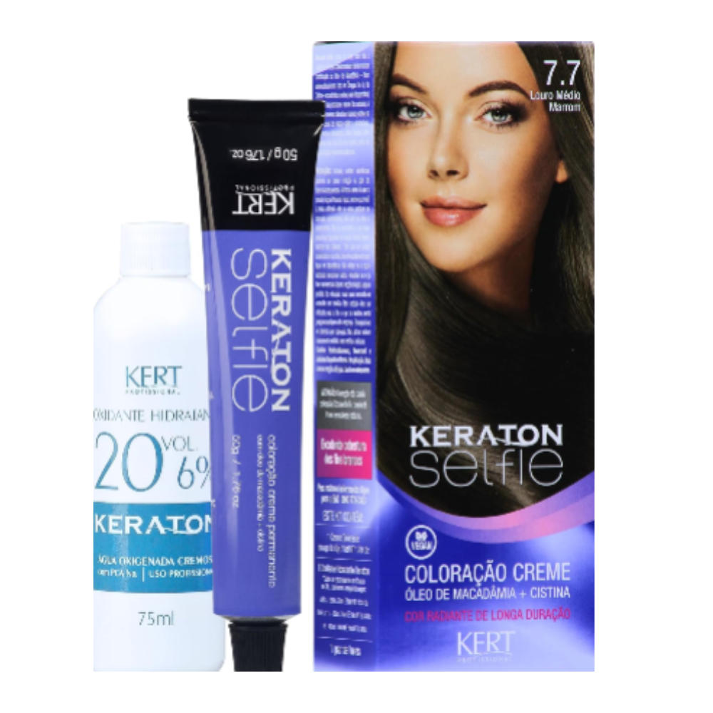 Coloração Keraton Selfie 7.7 Louro Médio Marrom