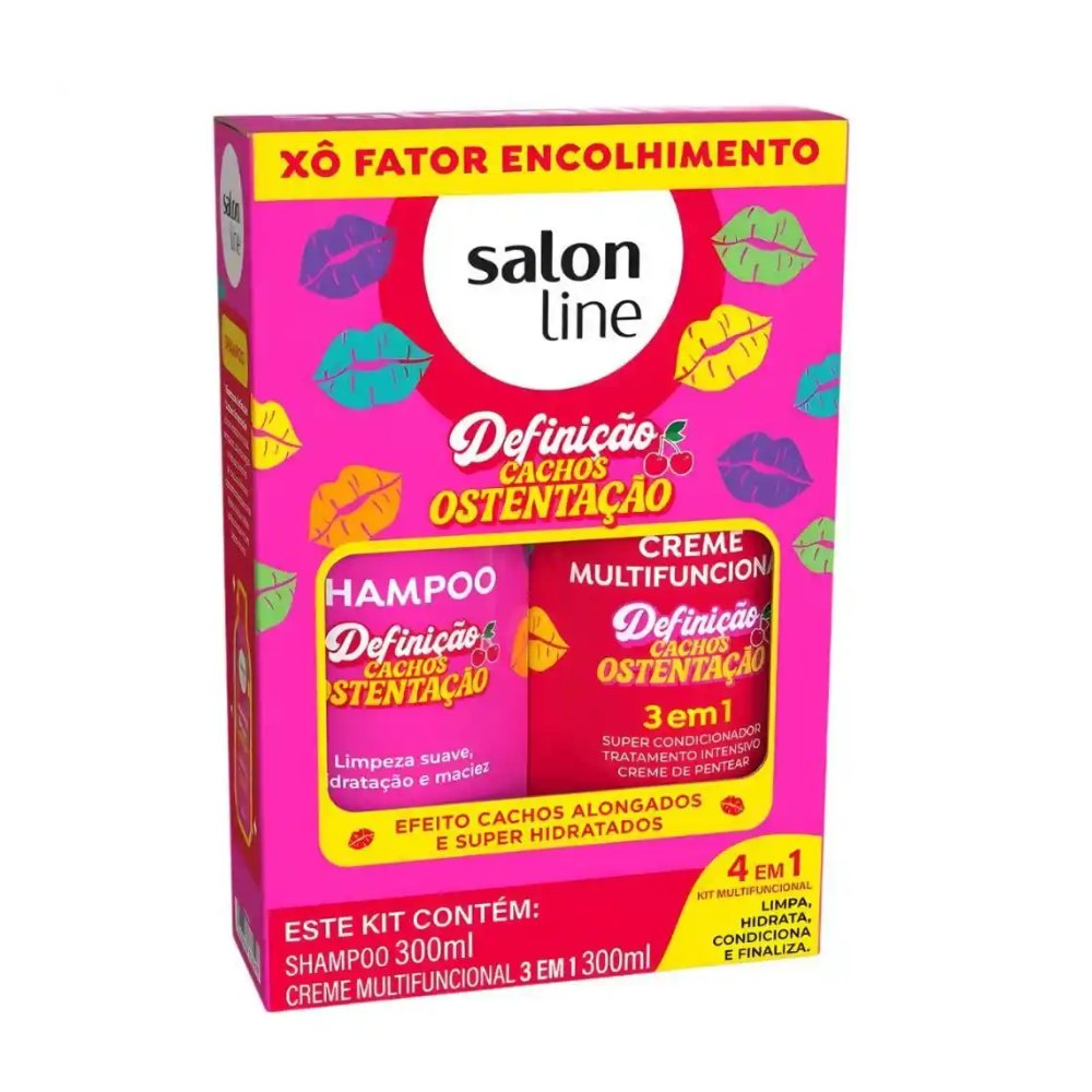Kit Shampoo + Creme Multy Salon Line Definição Cachos Ostentação 300ml