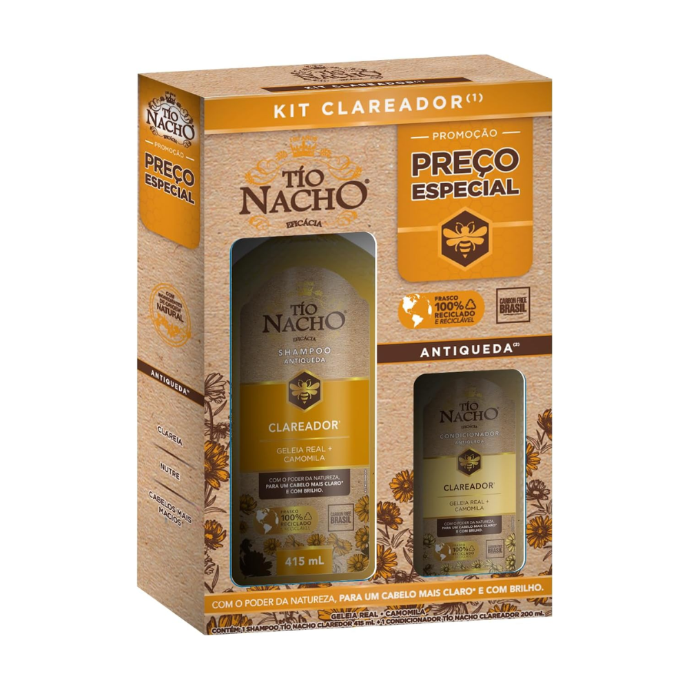Kit Tio Nacho Clareador Antiqueda Shampoo 415ml + Condicionador 200ml