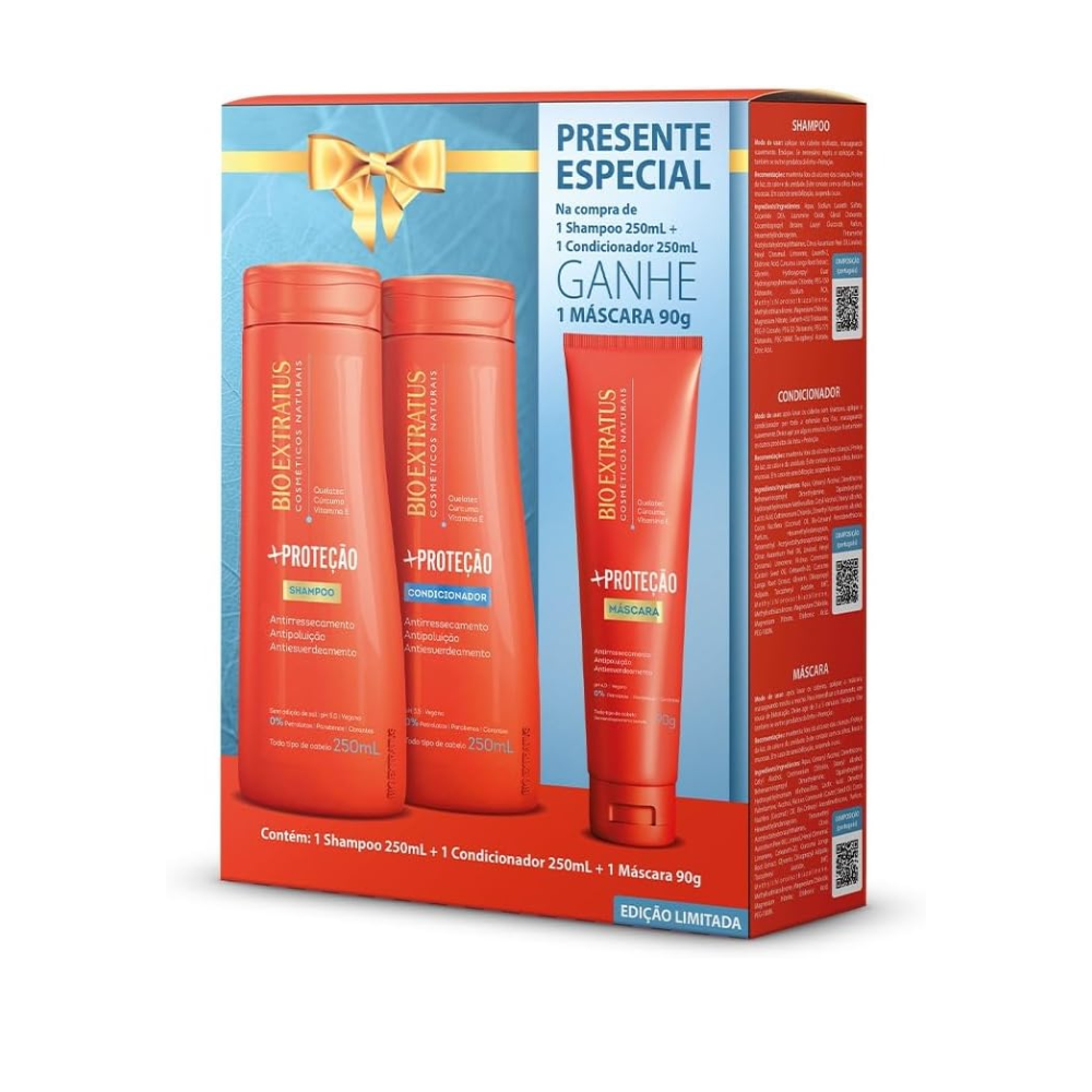 Kit Bio Extratus Mais Proteção Shampoo + Condicionador 250ml + Máscara 90g