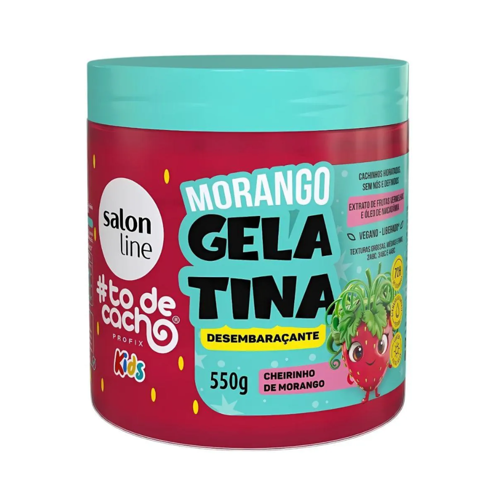 Gelatina Salon Line #ToDeCacho Kids Desembaraçante Morango 550g