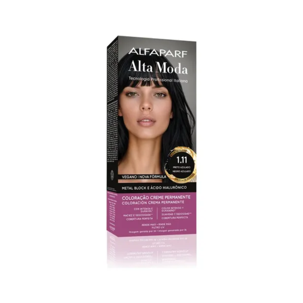 Coloração Alfaparf Alta Moda 1.11 Preto Azul 150g
