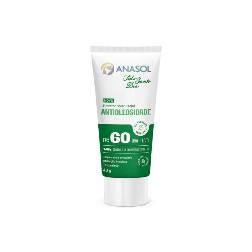 Protetor Solar Facial Anasol Todo Santo Dia Antioleosidade FPS 60 40gr