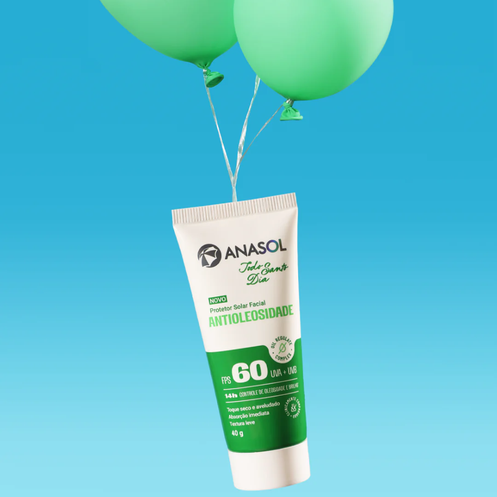 Protetor Solar Facial Anasol Todo Santo Dia Antioleosidade FPS 60 40gr