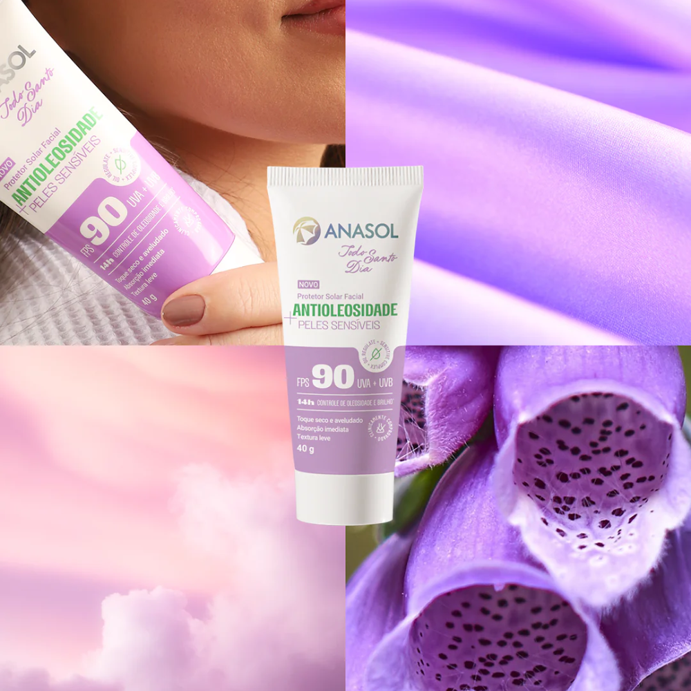 Protetor Solar Facial Anasol Todo Santo Dia Antioleosidade Sensitive FPS 90 40 g