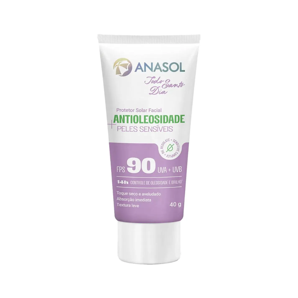 Protetor Solar Facial Anasol Todo Santo Dia Antioleosidade Sensitive FPS 90 40 g
