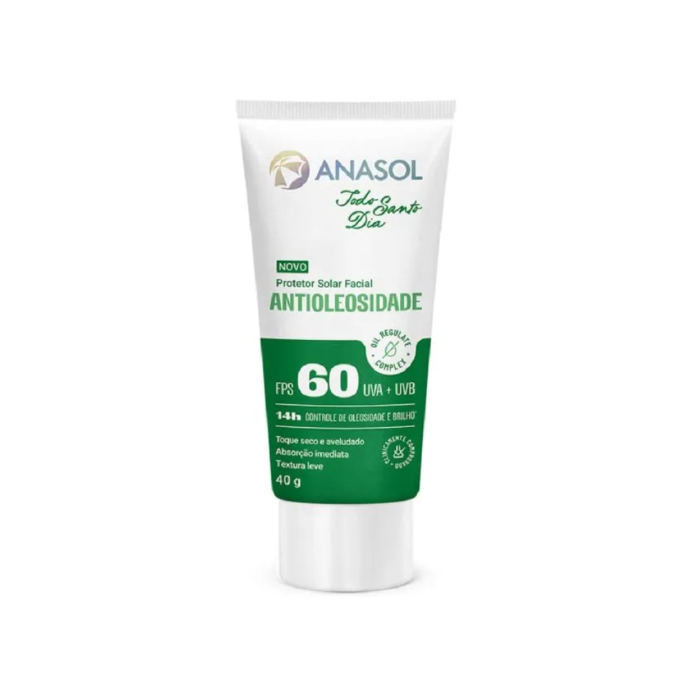 Protetor Solar Facial Anasol Todo Santo Dia Antioleosidade FPS 60 40 g