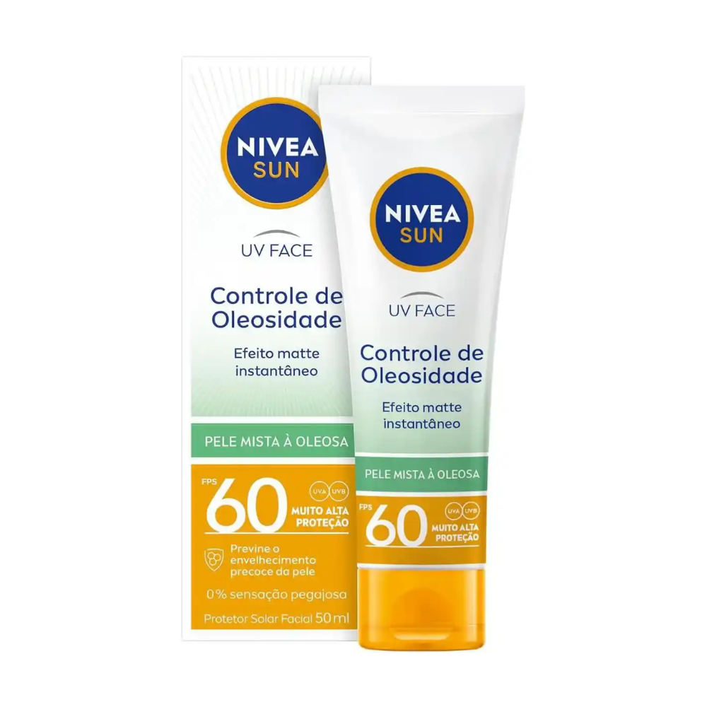 Protetor Solar Facial Nivea Sun Beauty Expert Pele Oleosa FPS 60 50 g
