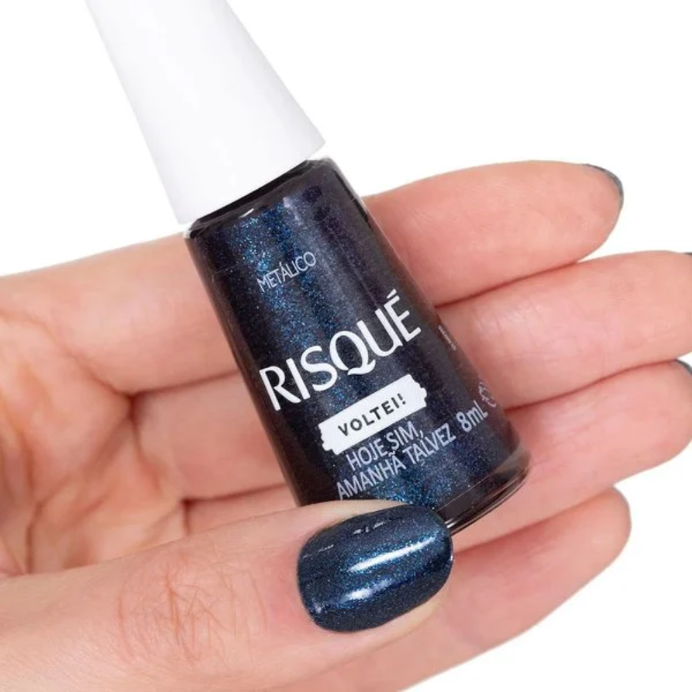 Esmalte Metálico Risqué Azul Hoje Sim, Amanhã Talvez 8ml