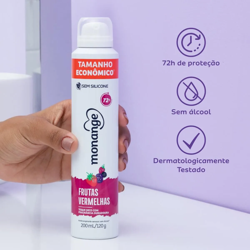 Desodorante Aerosol Monange Frutas Vermelhas 200 ml