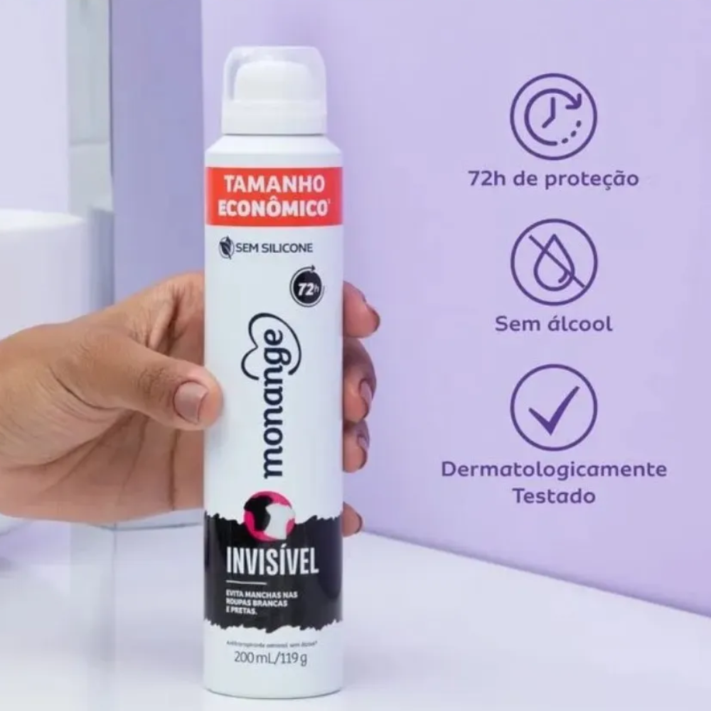 Desodorante Aerosol Monange Invisível 200 ml