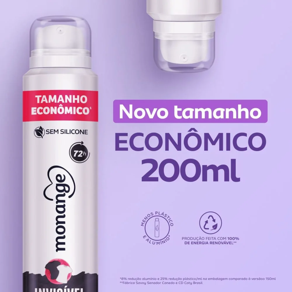 Desodorante Aerosol Monange Invisível 200 ml