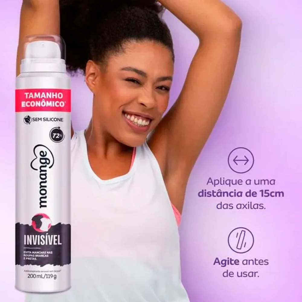 Desodorante Aerosol Monange Invisível 200 ml
