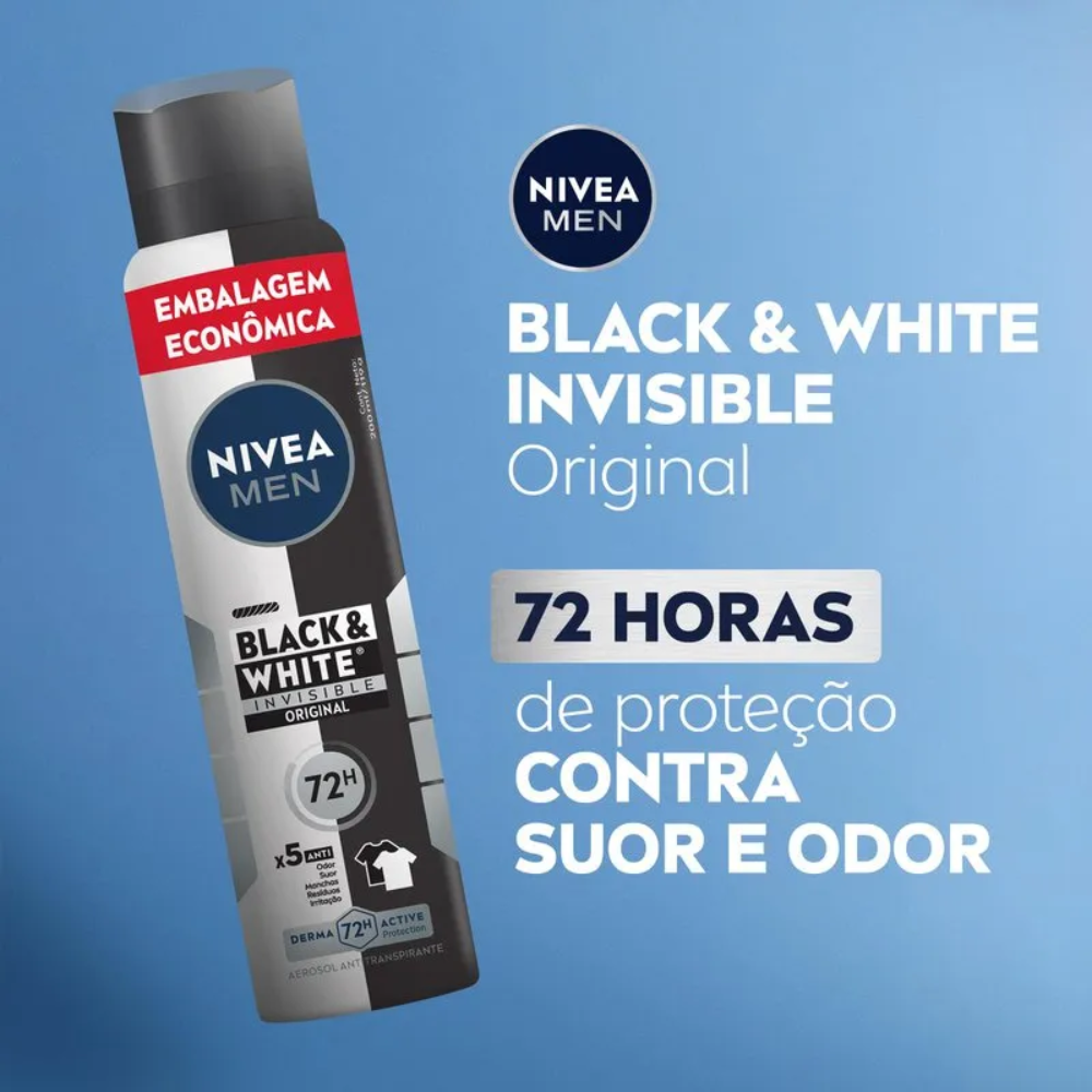 Desodorante Aerosol Nivea Men Invisible Black & White Clear 200ml