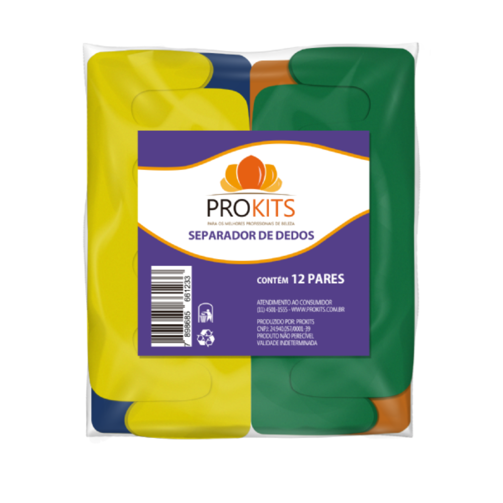 Pacote Prokits com 12 Pares de Separadores de Dedos