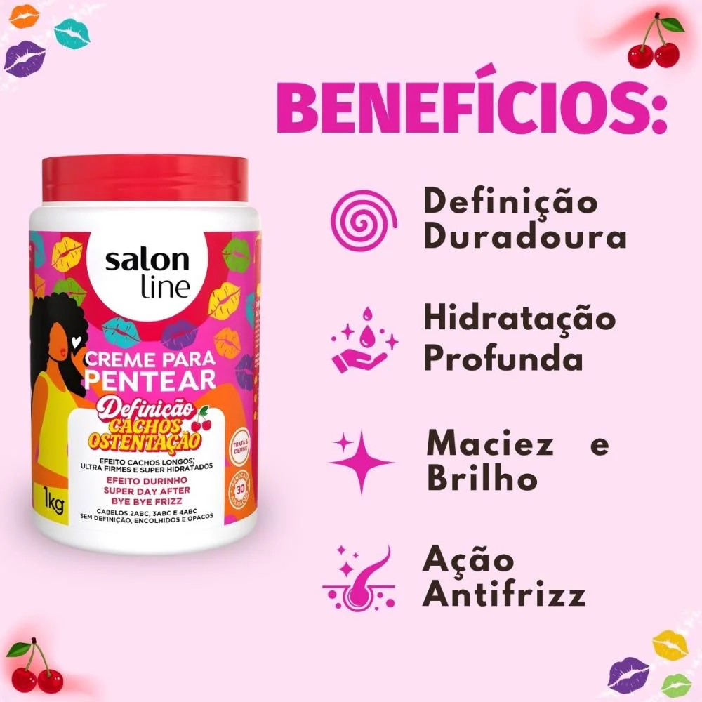 Creme Para Pentear Salon Line Definição Duradoura Cachos à Prova 1kg