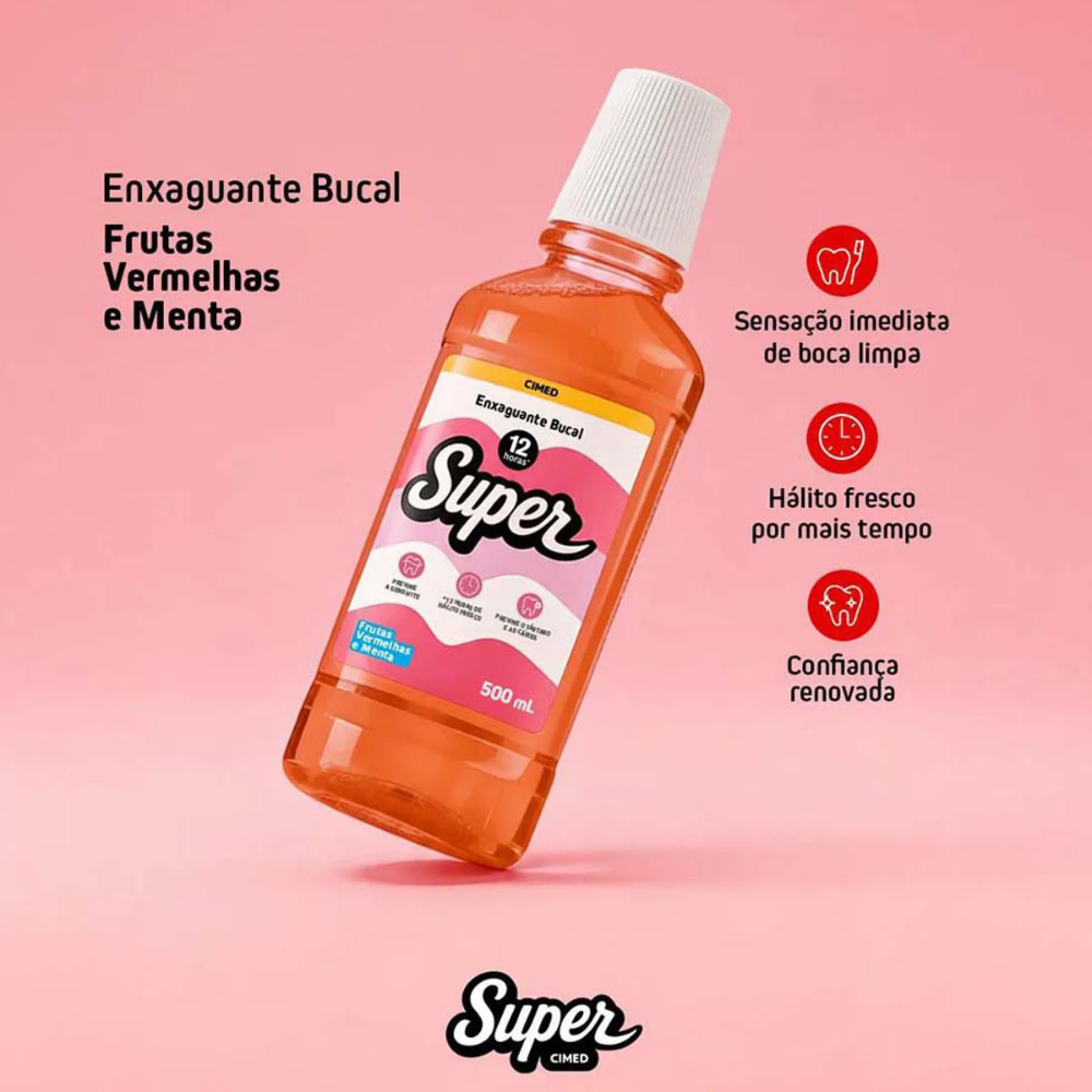 Enxaguante Bucal Cimed Super 12h Frutas Vemelhas 500ml